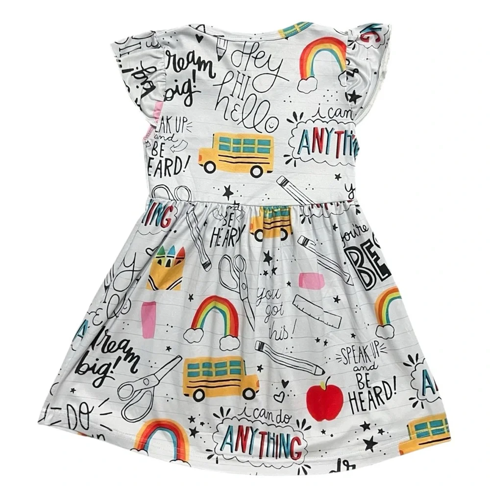 Girls XL 5-6 Colorful Scribble Graphic Back to School Dress